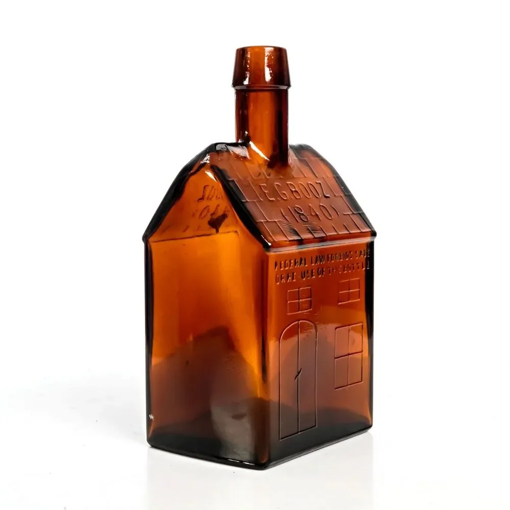 Vintage EG BOOZ 1840 Whiskey Brown Bottle 8
